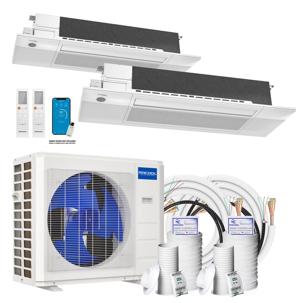 MRCOOL DIY Ceiling Cassette System - 36K BTU 3-Ton 2-Zone (12K + 18K) Ductless AC and Heat Pump