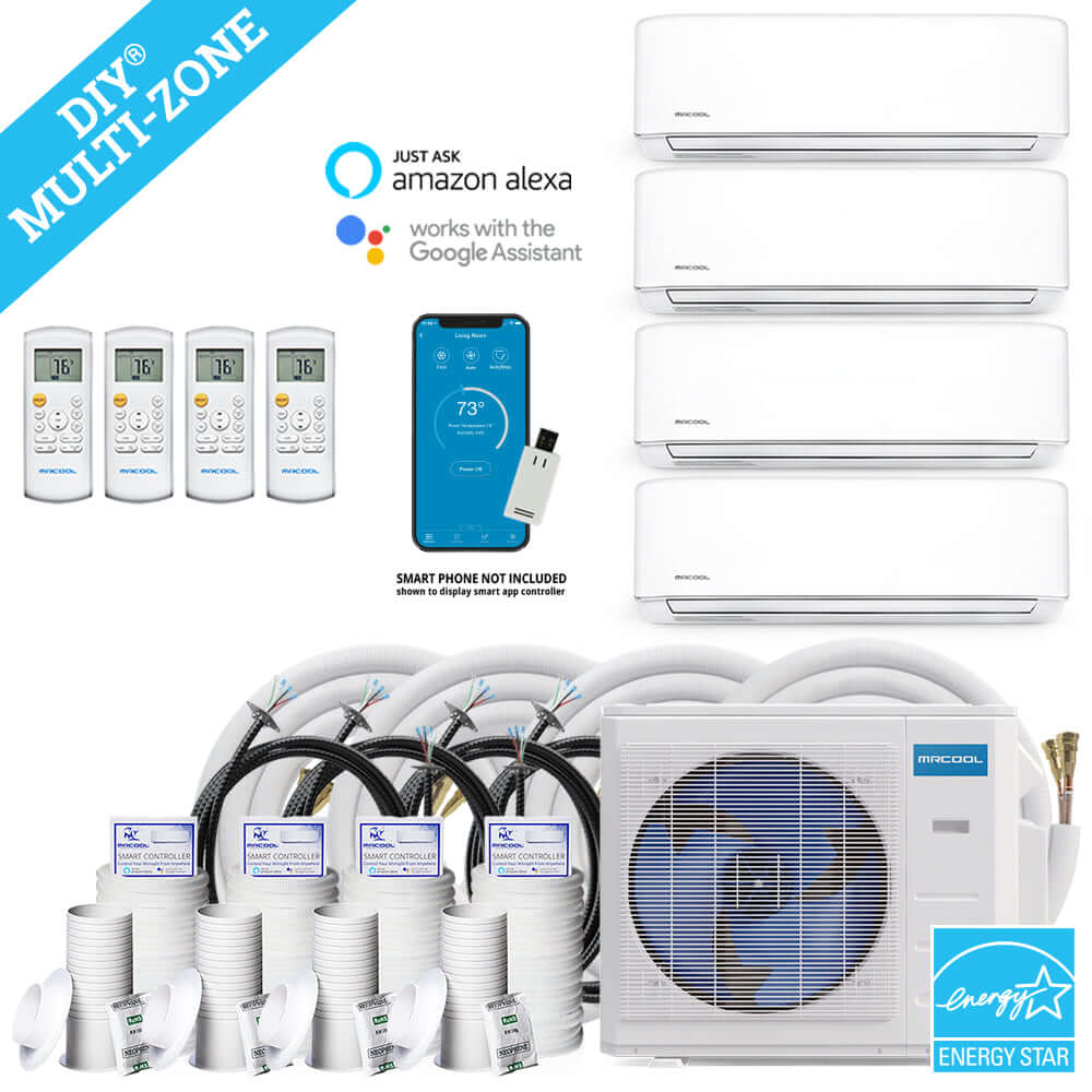 MRCOOL DIY Mini Split - 36K BTU 3-Ton 4-Zone (9K + 9K + 9K + 9K) Ductless AC and Heat Pump