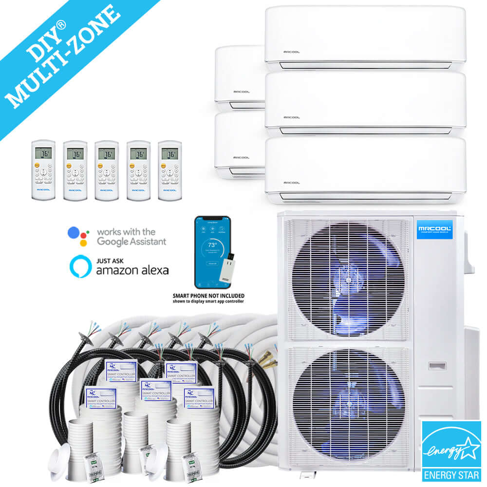 MRCOOL DIY Mini Split - 48K BTU 4-Ton 5-Zone ( 9K + 9K + 9K + 9K + 12K) Ductless AC and Heat Pump