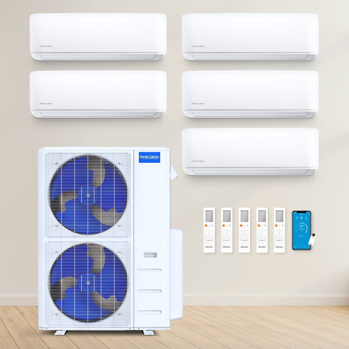 MRCOOL DIY Mini Split - 48K BTU 4-Ton 5-Zone ( 9K + 9K + 9K + 9K + 12K) Ductless AC and Heat Pump