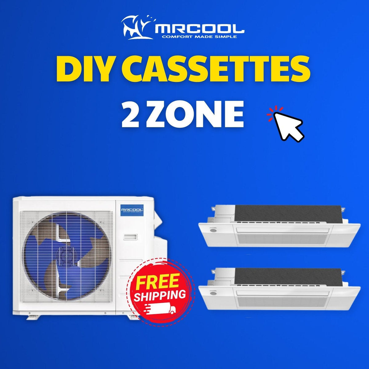 Mr Cool Ceiling Cassette 2 Zone Mini Split DIY AC Systems FrosthubUSA