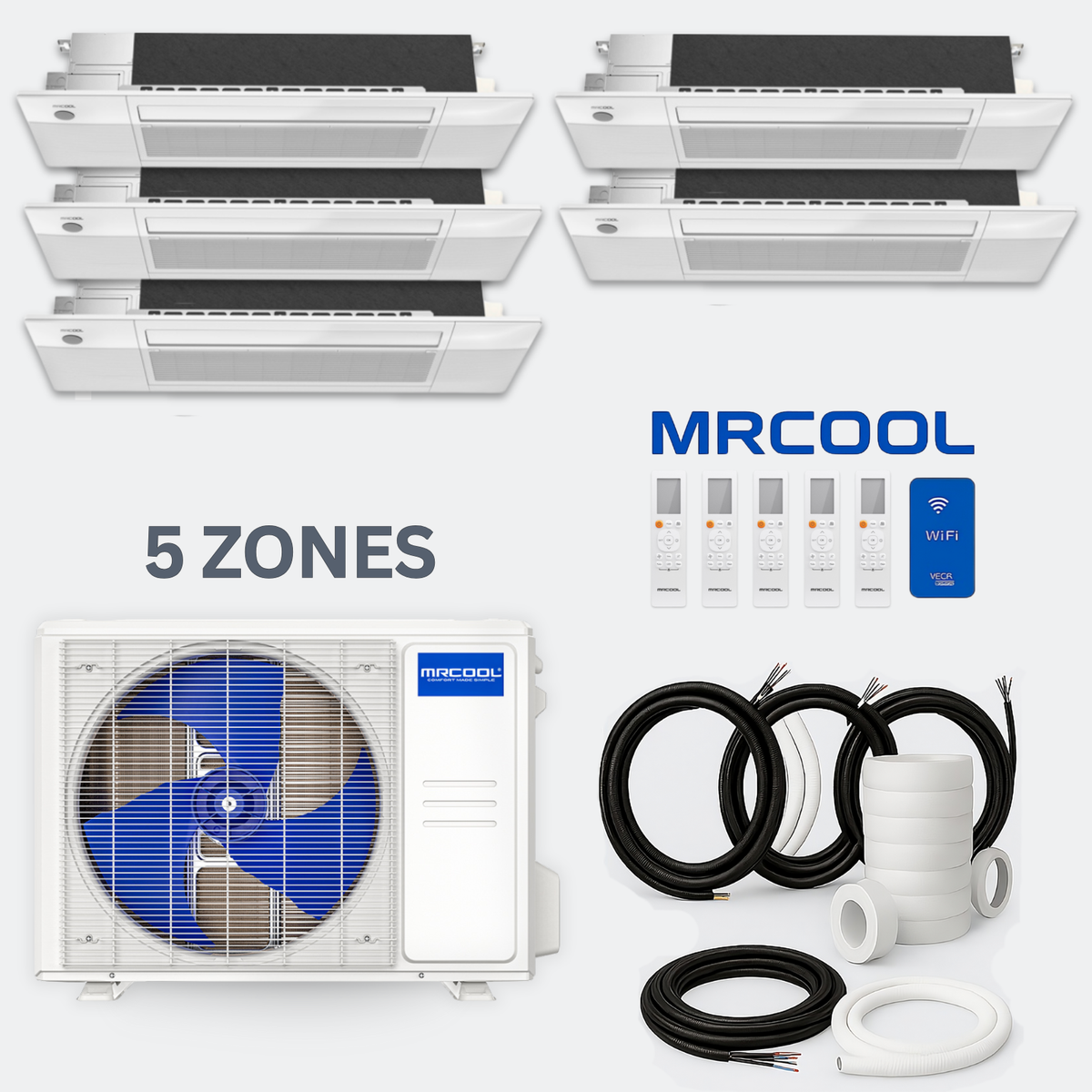 MRCOOL DIY 5th Gen Ceiling Cassette (6K-6K-6K-6K-6K) 5-Zone 36,000 BTU Ductless Mini Split Heat Pump and AC
