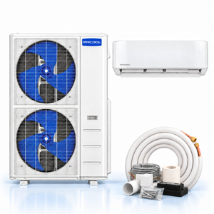 MRCOOL DIY 48,000 to 55,000 BTU system with tall two-fan condenser, wall air handler, line set, and installation accessories