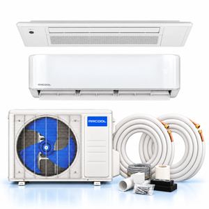 MRCOOL DIY system with one-fan condenser, wall unit, and OuttaSight one-way ceiling cassette