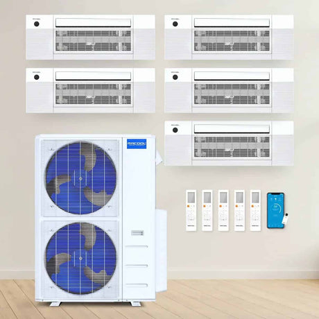 MRCOOL DIY Mini Split - 48K BTU 4-Ton 5-Zone ( 9K + 9K + 9K + 9K + 9K) Ductless AC and Heat Pump w/ pre-charged lines - DIY Mini-splits system | MRCOOL | Ceiling Cassette | DIY-BC-548HP0909090909